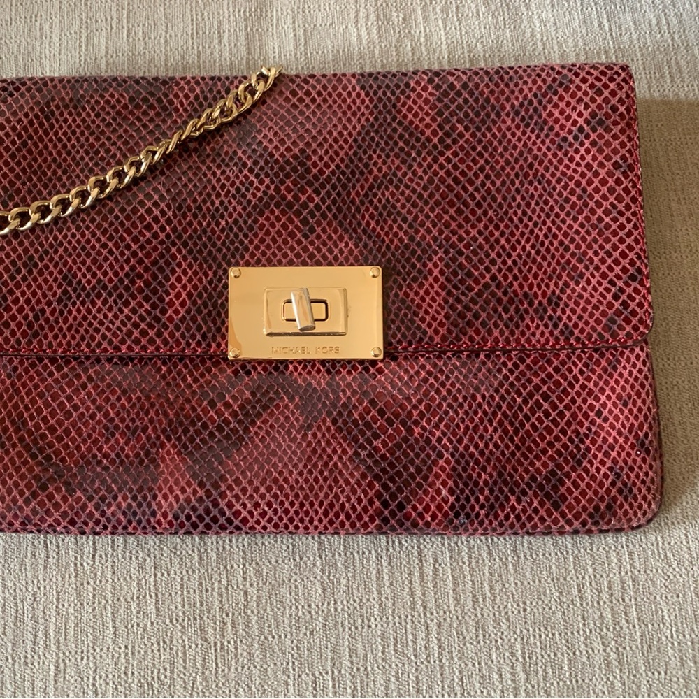 Michael Kors burgundy snakeskin bag